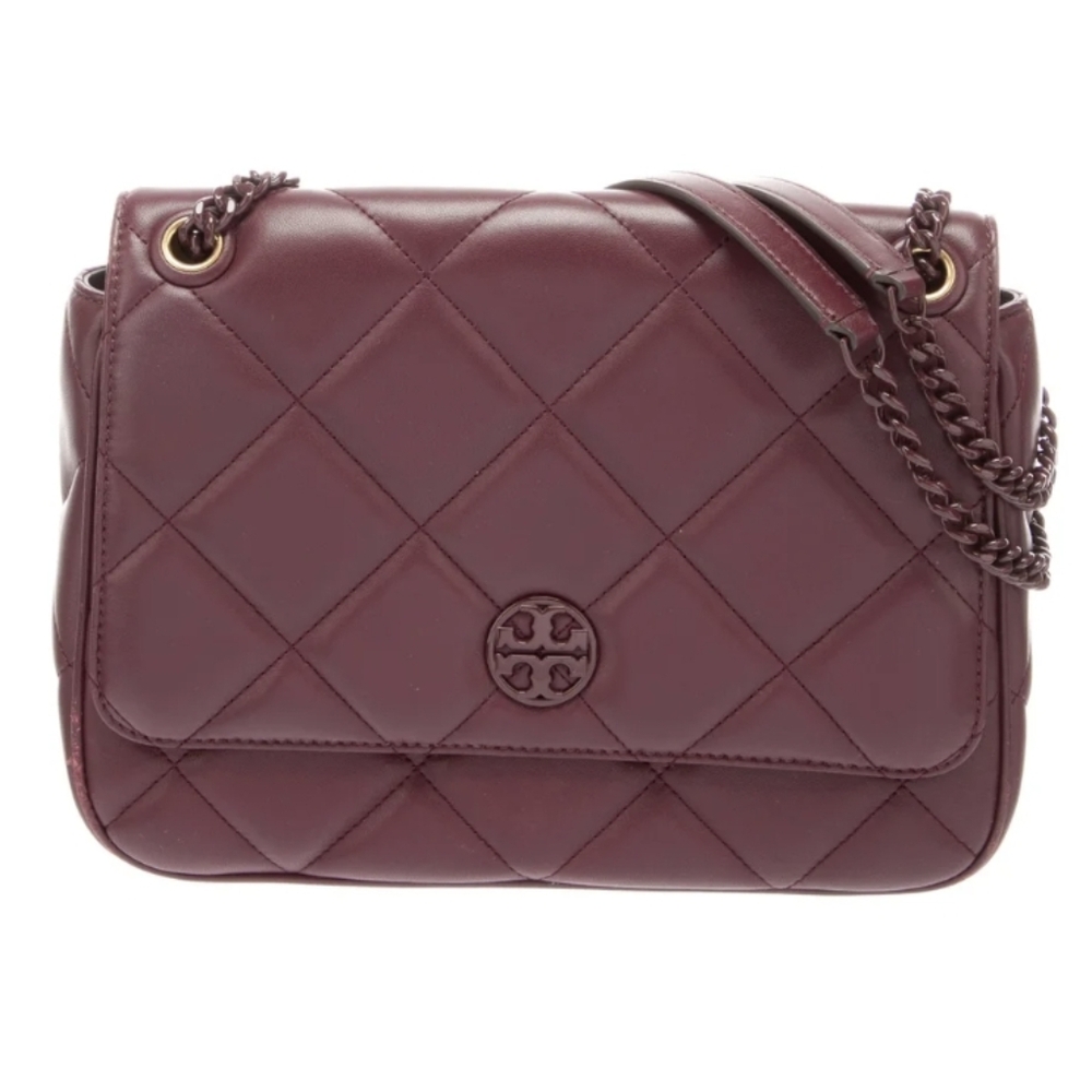 Tory Burch Quilted Crossbody Bag in Deep Burgundy